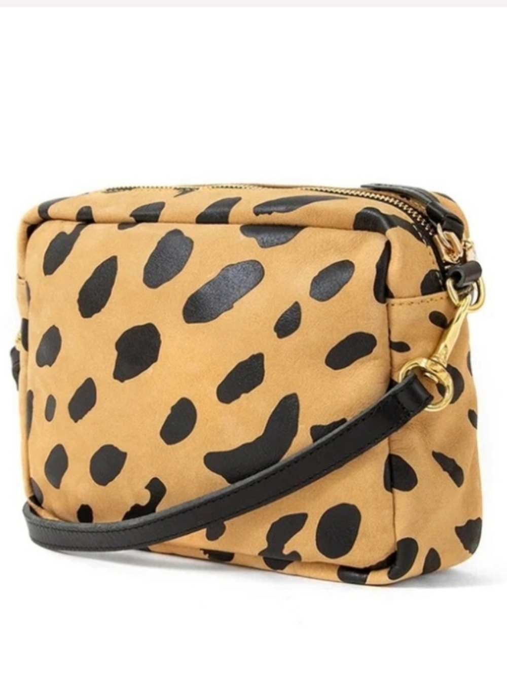 CLARE V. CROSSBODY BAG WITH LEOPARD PRINT New